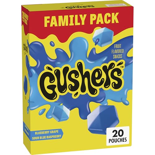 Fruit Flavored Snacks Blueberry Grape Sour Blue Raspberry 20 Pouches