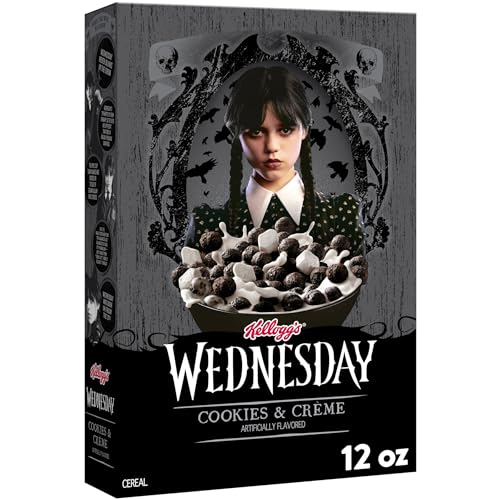 Kellogg's Wednesday Breakfast Cereal, Kids Cereal, Breakfast Food, Cookies and Creme, 12oz Box (1 Box)
