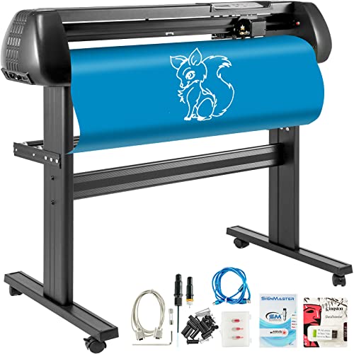 ⚡ BLITZDEAL (-35%) VEVOR Schneideplotter, Plottermaschine Max. 720 mm Papiervorschub, Vinyl Schneideplotter, Folienplotter, Vinyl Schneideplotter Maschine, Schnittgenauigkeit 0,01 mm, Hobby Plotter, 3 Klingen Inkl.