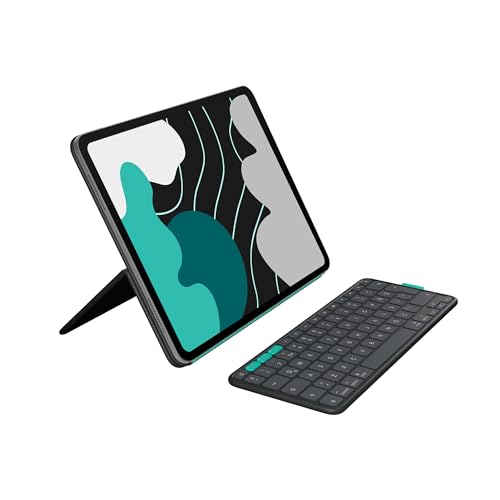 (-42%) Logitech Flip Folio, Tastatur-Case für iPad Pro 13 Zoll (M4 und M5) und iPad Air 13 Zoll (M2 und M3) (2024, 2025) – Schutzcase mit verstaubarer Bluetooth-Tastatur, Multi-Gerät, DEU QWERTZ – Grafit