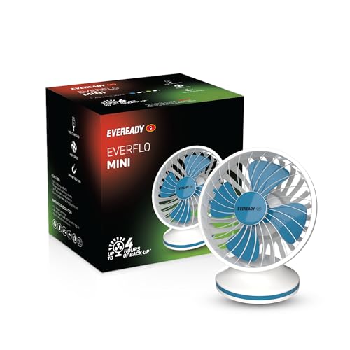 EVEREADY FE01 Everflo Mini Rechargeable Fan, Blue USB Charging, LED charging indicator, 3W, Magnetic stand with 360⁰ rotation feature, 6 Inch Recharge