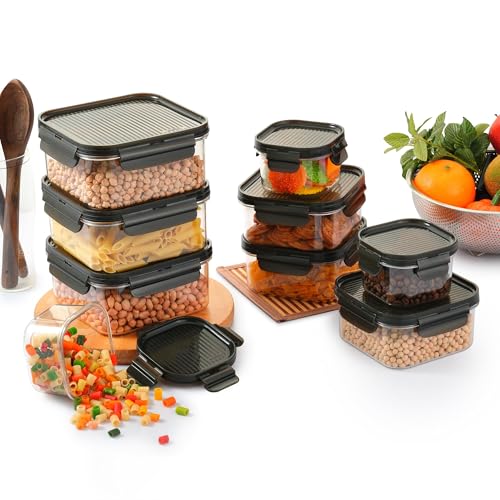 CELLO Modulock Pet Storage Container For Kitchen Set of 9 Pcs, Black (1000ml x 3, 600ml x 3, 260ml x 3) | Freezer & Fridge Safe, Airtight Pet Kitchen 