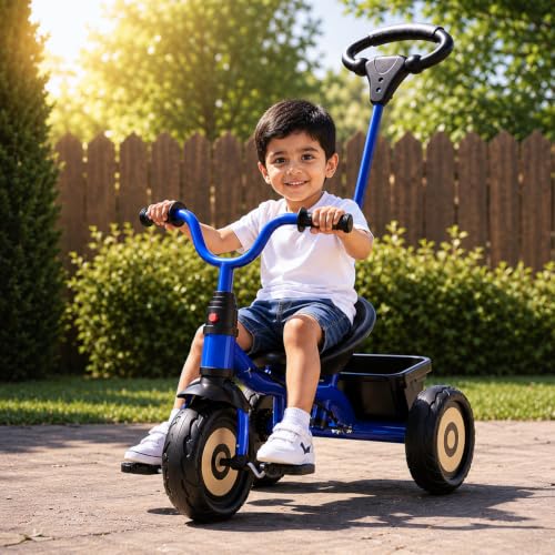 Lifelong Kids Tricycle for Boys & Girls (2-5 Years) | Baby Cycle with Parental Control Handle | Anti-Skid EVA Wheels | Front & Rear Storage Baskets | 