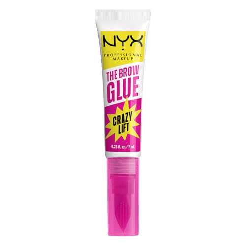 NYX PROFESSIONAL MAKEUP The Brow Glue Crazy Lift, Brow Lamination Gel with 16HR Strong Hold & Built-In Styling Comb - Clear Eyebrow Gel