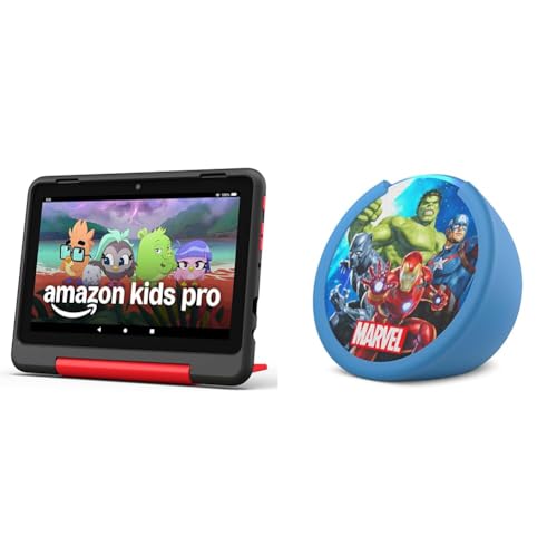 AmazonKids Entertainment Device Bundle Including Fire HD 8 Kids Pro Tablet (32GB, Marvel Avengers) + Echo Pop Kids (Mar