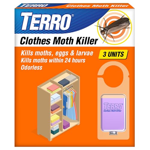 TERRO Clothes Moth Killer – T2903 3 Pack | Kills Adult Clothes Moths, Larvae and Moth Eggs | No Moth Balls Odor