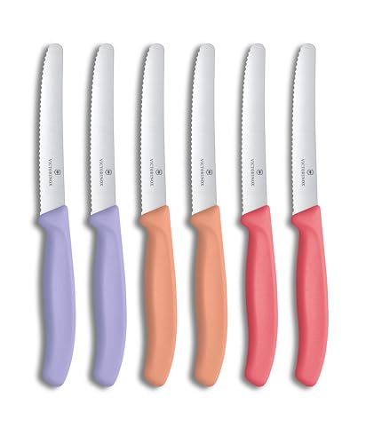(-35%) Victorinox Frühstücksmesser Set, 6-teilig, 11cm Wellenschliff, Farbig Rot