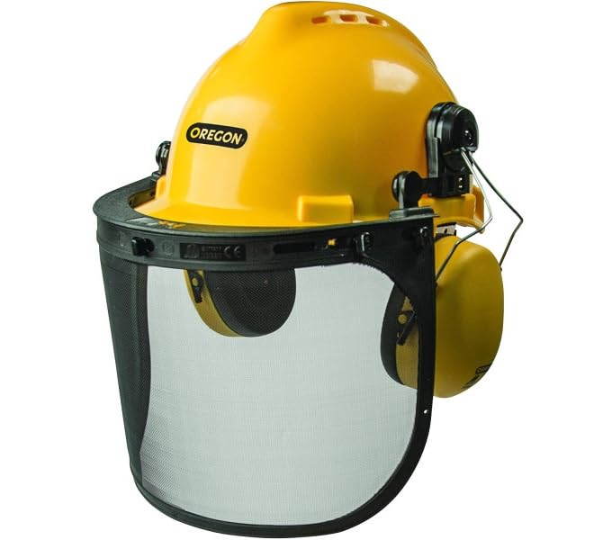 Oregon Chainsaw Safety Protective Helmet with Visor Combo Set, Yellow