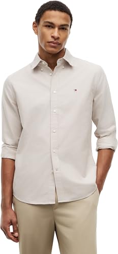 ⚡ BLITZDEAL (-52%) Tommy Hilfiger Herren Hemd Oxford Shirt Langarm, Beige (Safari Canvas), M
