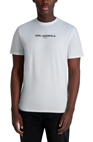 Karl Lagerfeld Paris Men's Solid Short Sleeve Crewneck Karl Logo T-Shirt, White