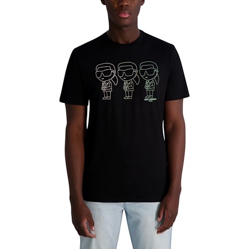 Karl Lagerfeld Paris Men's Short Sleeve Crewneck Karl Trio Graphic Design T-Shirt, Black