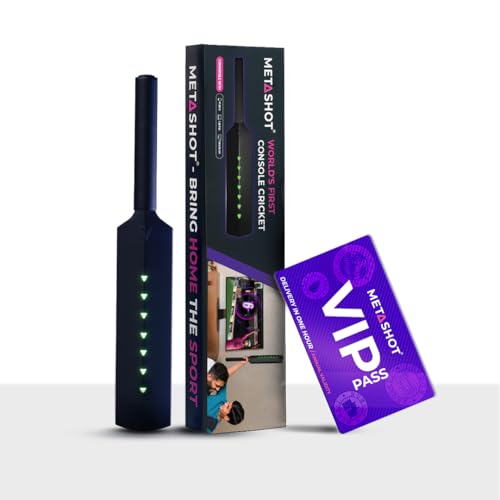 MetaShot Smart Cricket Bat Game with VIP Pass| Motion Sensor Cricket Bat for TV & Mobile | Indoor Cricket Gaming Controller | Multiplayer Cricket Game