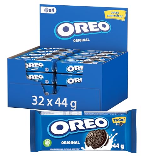 🔥 SELTEN SO GÜNSTIG (-50%) OREO Original – 32 x 44 g – Knusprige Kakaokekse mit leckerer Crèmefüllung mit Vanillegeschmack