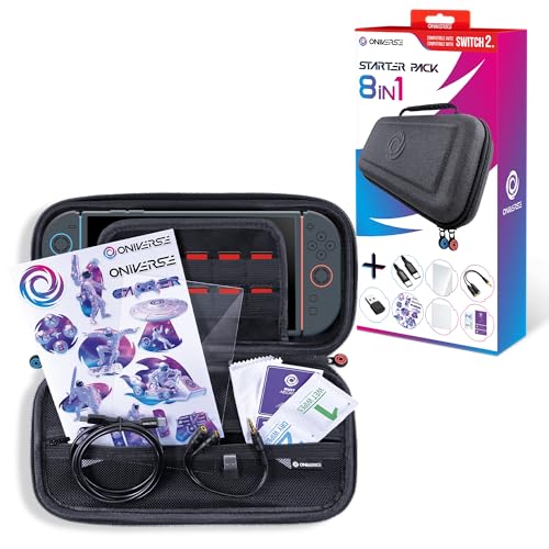 🔥 SELTEN SO GÜNSTIG (-49%) Oniverse Switch 2 Starter-Kit 8 in 1 - Transporttasche, Bildschirmschutz kompatibel mit Nintendo Switch 2, USB-C Kabel und Adapter, Audio-Splitter, Reinigungsset, Switch Zubehör