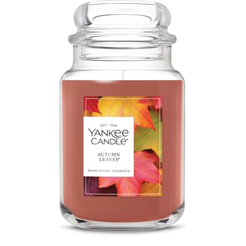 Yankee Candle Large Jar Scented Candle with up to 150 Hour Burn Time, Premium Plant Wax Blend for Consistent Burn, 22 oz Jar Candle with Room Filling Fragrance, Autumn Leaves