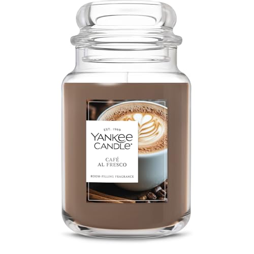 Yankee Candle Large Jar Scented Candle with up to 150 Hour Burn Time, Premium Plant Wax Blend for Consistent Burn, 22 oz Jar Candle with Room Filling Fragrance, Café al Fresco