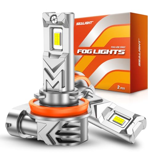 SEALIGHT H11/H16/H8 LED Fog Light Bulb, 14,000 Lumens 6500K White Light, 800% Brightness H11 LED Fog Lights, 60000HRS Lifespan 1:1 H8 H16 Fog Light Bulb, Pack of 2, Exterior Lighting