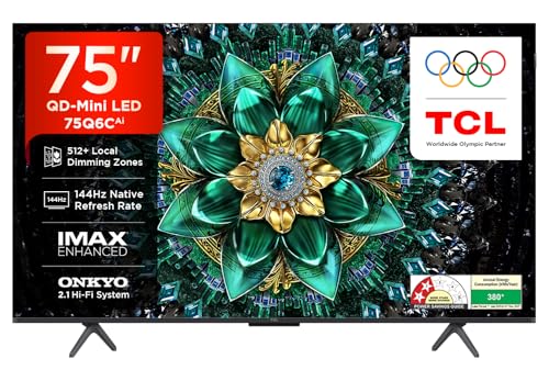 TCL 189 cm (75 Inches) Smartchoice 4K UHD Smart QD-Mini LED Google TV | 144Hz Refresh Rate | 3GB RAM | 46W Onkyo 2.1 | Upto 512+ Zones | IMAX Enhanced