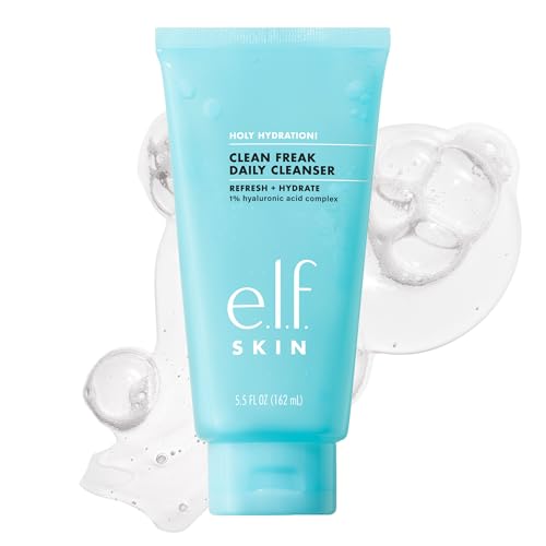 e.l.f. SKIN Holy Hydration! Clean Freak Daily Cleanser, Gentle Hydrating Gel Face Cleanser, Made With Hyaluronic Acid, Vegan & Cruelty-Free, 5.5 fl oz