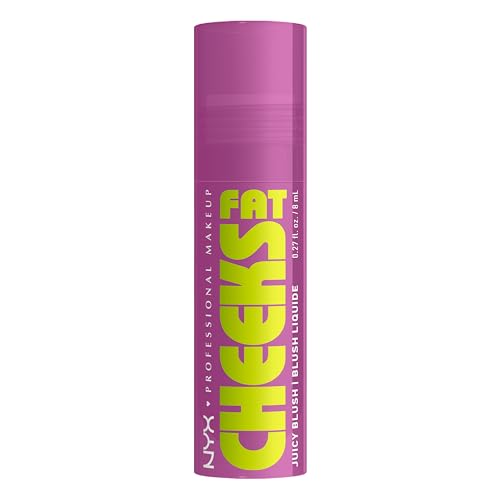 NYX PROFESSIONAL MAKEUP Fat Cheeks Liquid Blush, Buildable, Dewy Blush with Long-Lasting 12HR Wear - Blueberry Burst (Cool Purple)