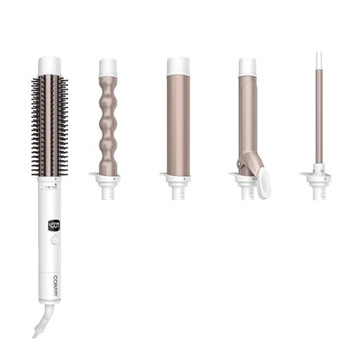 �️Conair Double Ceramic Multi-Attachment Hair Styler, 5-in-1 Hair Curling Wand Set to Create Curls, Waves, and Blowouts,