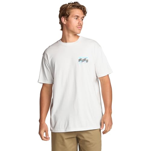 Billabong Men's Crayon Wave Premium Tee Soft Cotton Short Sleeve T-Shirt, Off White, Small