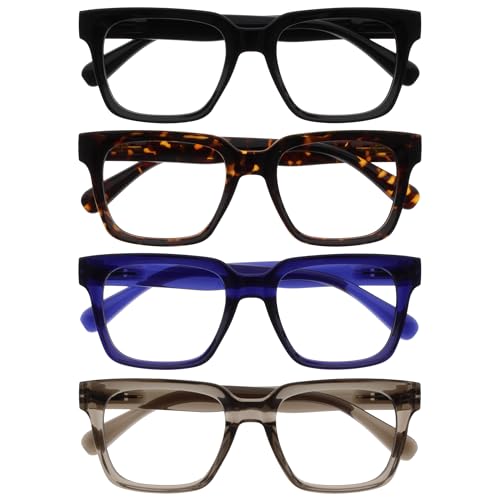 OPULIZE ERA Blue Light Glasses for Women & Men- Clear Lens- Anti-Reflective & Anti-Glare- UV400 Protection- Oversized Frame- Computer & Screen Glasses(Pack 4 of with 4 Pouches)