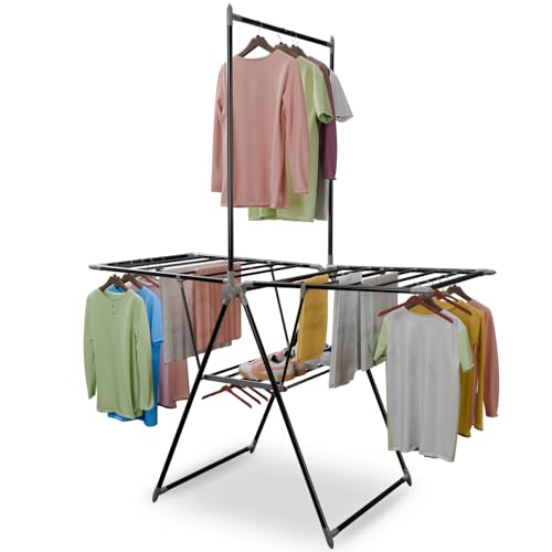 Lifelong Foldable Clothes Drying Stand | Heavy-Duty Alloy Steel Laundry Rack for Balcony &amp; Indoor Use | Multi-Level Cloth Hanger with Rods &amp; S