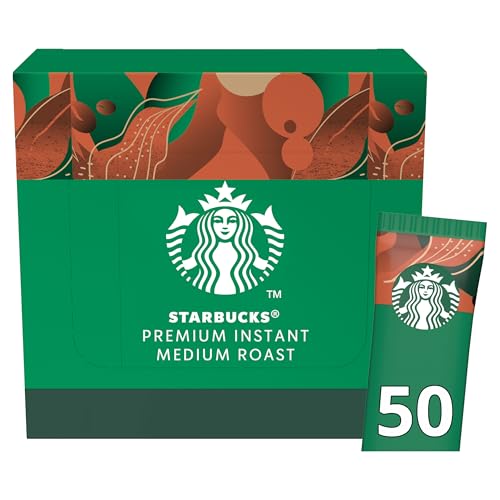 (-33%) STARBUCKS Medium Roast Premium Löslicher Kaffee, mit weichen und ausgewogenen Noten, 100% Arabica-Kaffee, 1er Pack (50 Sticks x 2,3g)