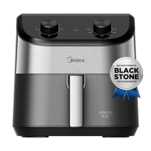 Fritadeira Midea Air Fryer 4,5L, design de dois botões, ampla faixa de temperatura de 80°C a 200°C, prato antiaderente p...
