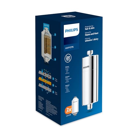 (-34%) Philips Water Inline-Duschfilter +3 Ersatzfilterkartuschen reduziert Chlor um bis zu 99 Prozent passend für alle Standardschläuche und -armaturen chrom 50 000 L Filterkapazität