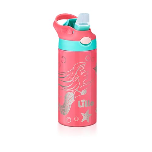 Garrafa Infantil de Inox Sereia com bebedor silicone 350 ml Lillo
