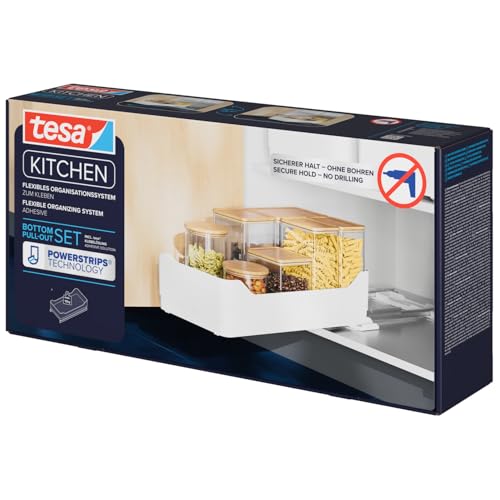 (-30%) tesa Schubladen Organizer - Küchenschrank Organizer – selbstklebende ausziehbare schublade ohne Bohren zum Nachrüsten – mit schubladenschienen Teleskopschublade Küche Pantry Organisation – 55 x 30 cm