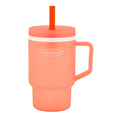 Infantino My 1st Tumbler, Durable Plastic Sippy Cup with Straw & Handle, Spill-Resistant Baby Cup for On-the-Go, BPA-Free Transition Cup, Pink