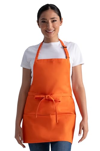 Chef Works Unisex Three Pocket Apron, Tangerine, One Size