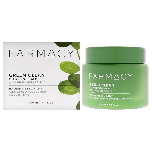 Farmacy Makeup Remover Cleansing Balm - Green Clean Waterproof Makeup Remover + Oil Based Cleanser - Newly Formulated Double Cleanser with Plant Based Waxes + Upcycled Moringa (100ml)