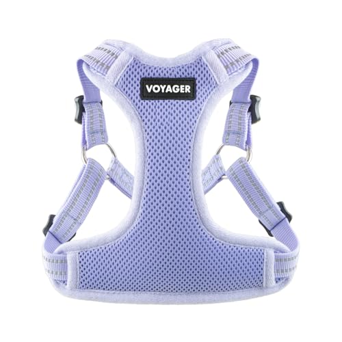 Best Pet Supplies Voyager Adjustable Dog Vest Harness Breathable No Pull Harness for Small, Medium, Large Dogs, Heavy Duty Harness, Easy Step-in, Reflective Stripes - Lavender, XS (Chest: 13-16")