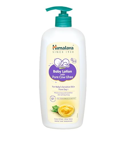 Himalaya Baby Lotion with Pure Cow Ghee 700ml| For Sensitive Skin| pH 5.5 | All day moisture|Pediatrician Evaluated| With soothing Aloe Vera| Safe for
