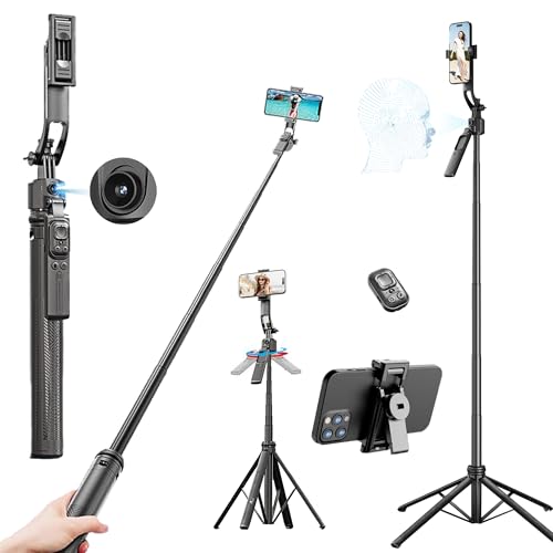 Kratos K8 AI-Powered 70 inch/178 CM Selfie Stick Tripod with Sensor, Auto Face Tracking Tripod with 360° Auto Rotating Stand for Mobile, Camera, Shoot