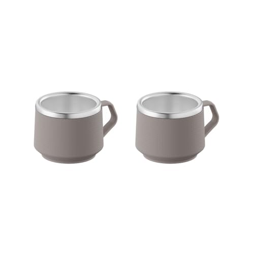 Tramontina Conjunto de Xícaras para Café Empilháveis em Aço Inox com Revestimento em ABS Cinza 2 Peças 80 ml