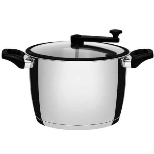 Pipoqueira Tramontina Allegra em Aço Inox com Fundo Triplo e Tampa de Vidro com Borda de Silicone 22 cm 5,6 L