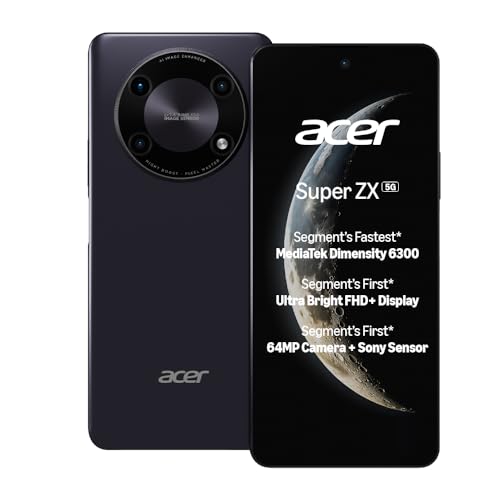 acer Super ZX 5G (Lunar Blue, 6GB RAM, 128GB) | Segment-First FHD+ 6.8” 120Hz Display | Sony 64MP AI Triple Camera | 5000 mAh Long Lasting Battery