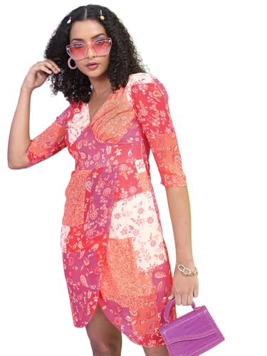 Women's Short Sleeves Sweet Heart Neck Printed Dresses | Stylish Dresses | Casual Dresses