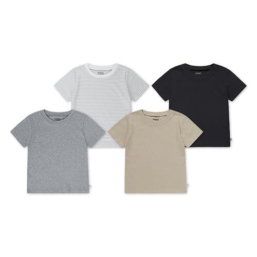 Huggies Baby 4-Pack Basic T-Shirt, Mid Grey Heather/Stripe, 3T