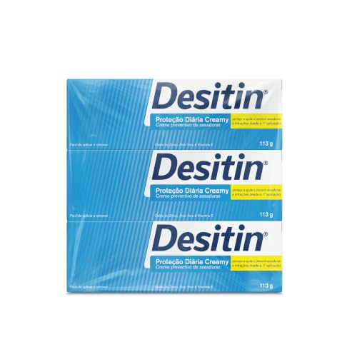 Creme Preventivo de Assaduras Desitin Creamy | Kit com 3 Unidades de 113g, Proteção Diária