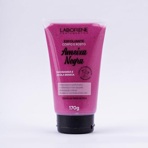 Esfoliante Corporal e Facial Ameixa Negra 170g – Laborene | Com Niacinamida, Argila Branca e Silica | Clareia, Uniformiza e Combate a Foliculite | Para Todos os Tipos de Pele | Rosto e Corpo