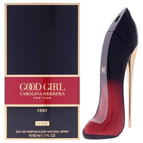 Carolina Herrera Very Good Girl Elixir 1.7 Edp Sp Feminino | Perfumes florais suculentos e ricos de âmbar para mulheres, cereja preta, amêndoa, rosa, baunilha e cacau - Fragrância de