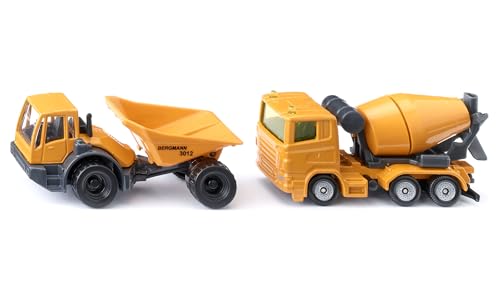 (-21%) Siku 1692, Baustellen-Set, Dumper und Betonmischer, Spielzeugauto für Kinder, Gelb, Metall/Kunststoff, Kipp- und drehbare Trommel, Kippbare Mulde