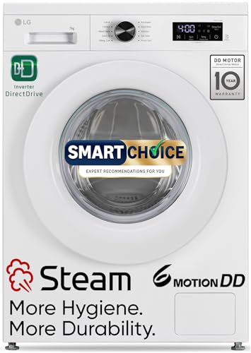 LG Smart Choice, 7 Kg, 5 Star, Steam, Inverter Direct Drive Technology, 6 Motion DD, Fully-Automatic Front Load Washing Machine (Essence White)