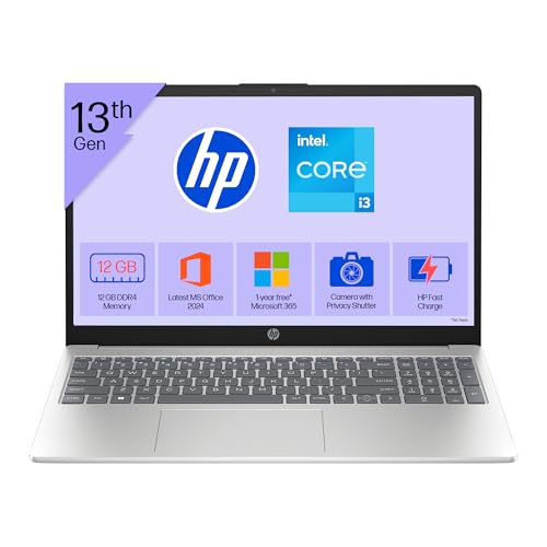 HP 15 Smartchoice, 13th Gen Intel Core i3-1315U (12GB DDR4, 512GB SSD) FHD, Anti-Glare, Micro-Edge, 15.6''/39.6cm, Win11, M365(1yr)*Office24, Silver, 